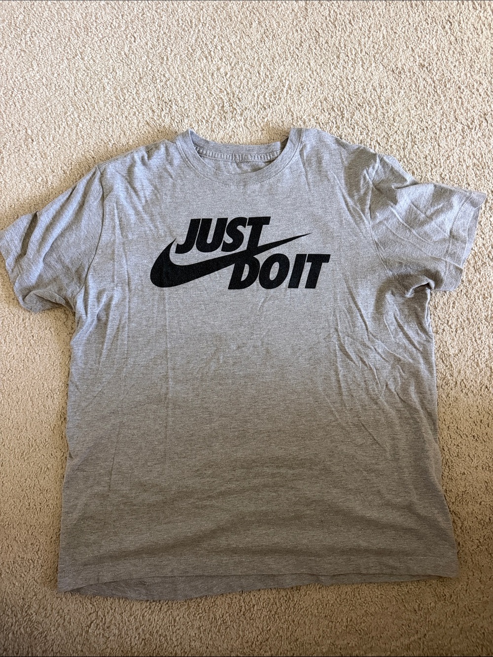 Nike Gray Short Sleeve Tee with Black "Just Do It" Logo